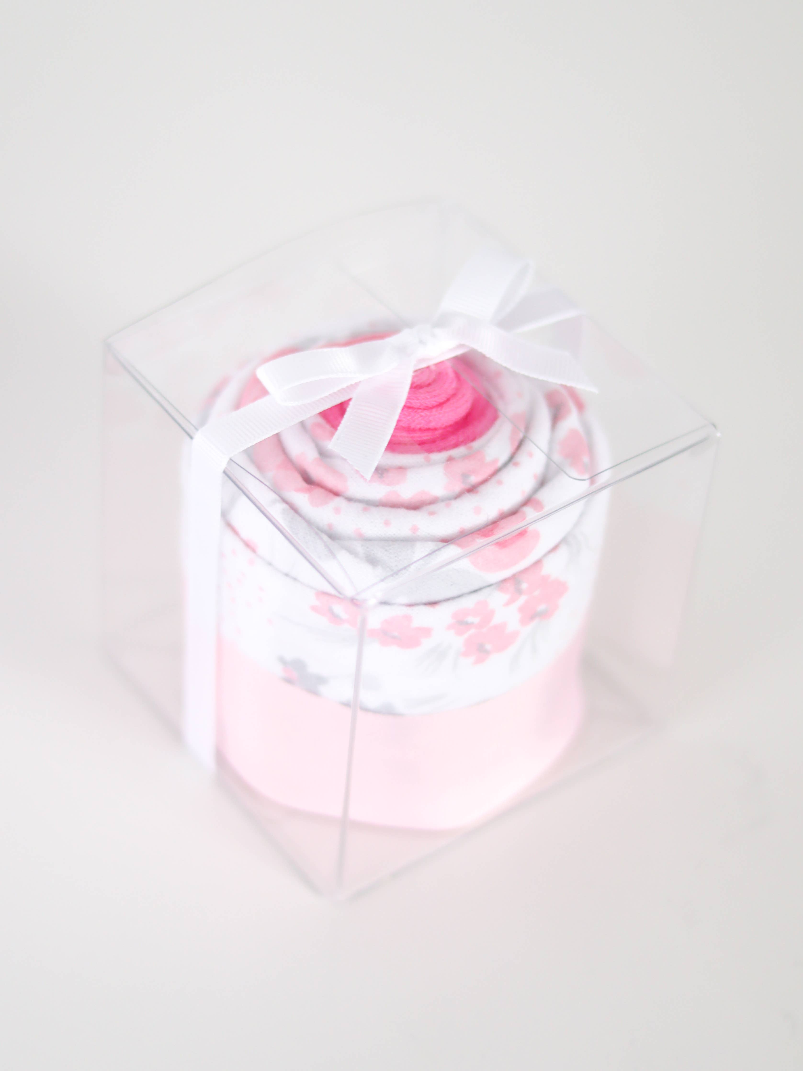 Baby Receiving Blanket & Sock Single Cupcake Gift - Floral