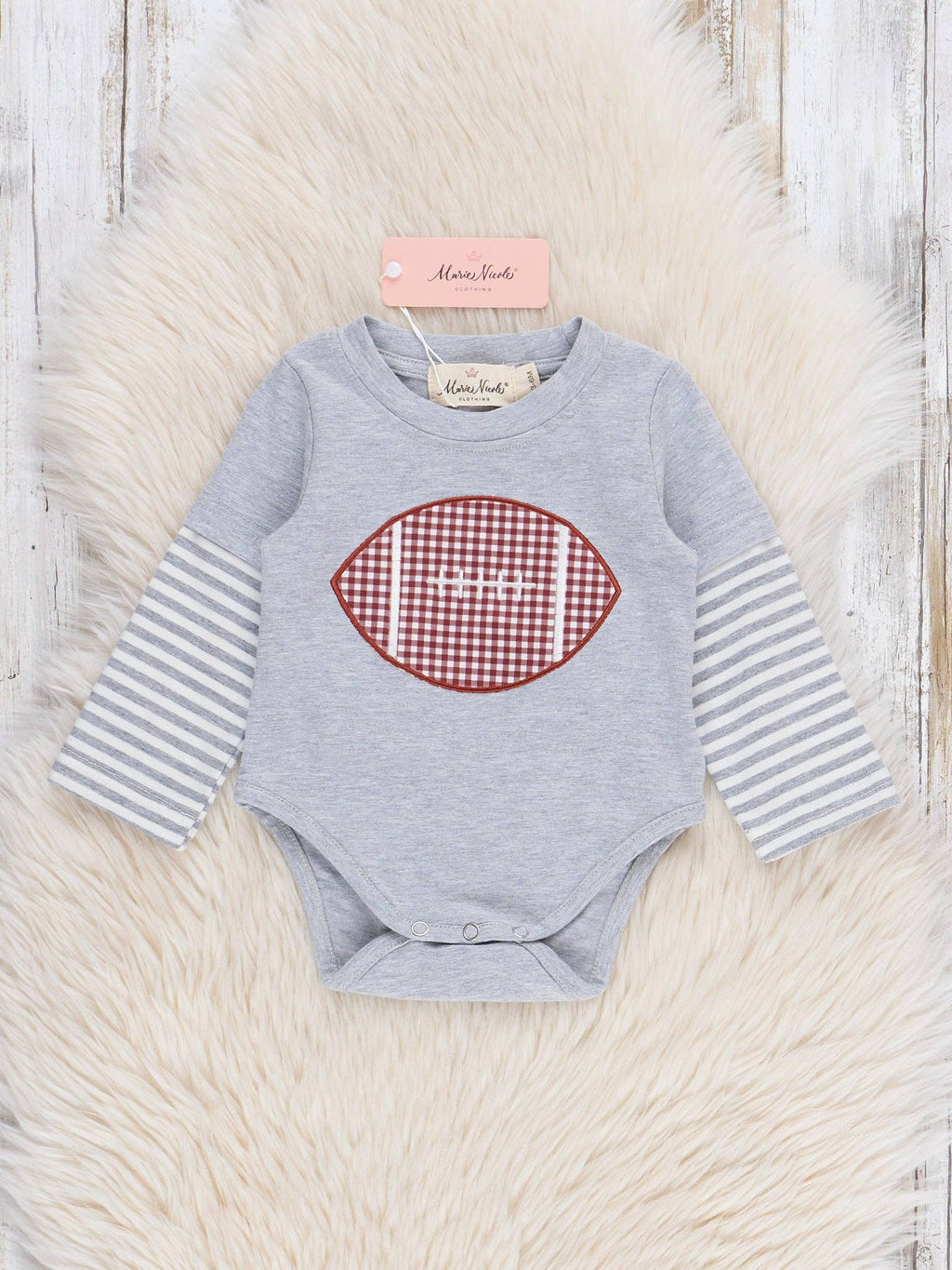 Hut Hut Hike Embroidered Football Onesie