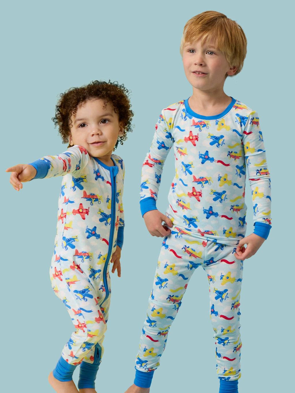 SoftSnooze™ Kids Bamboo Viscose Plane Parade Long Sleeve Pajama Set