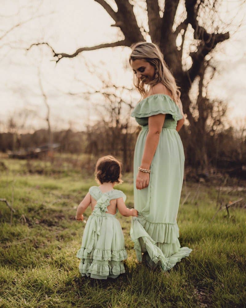 Mommy and Me Nellie Ruffle Maxi Dress - Sage