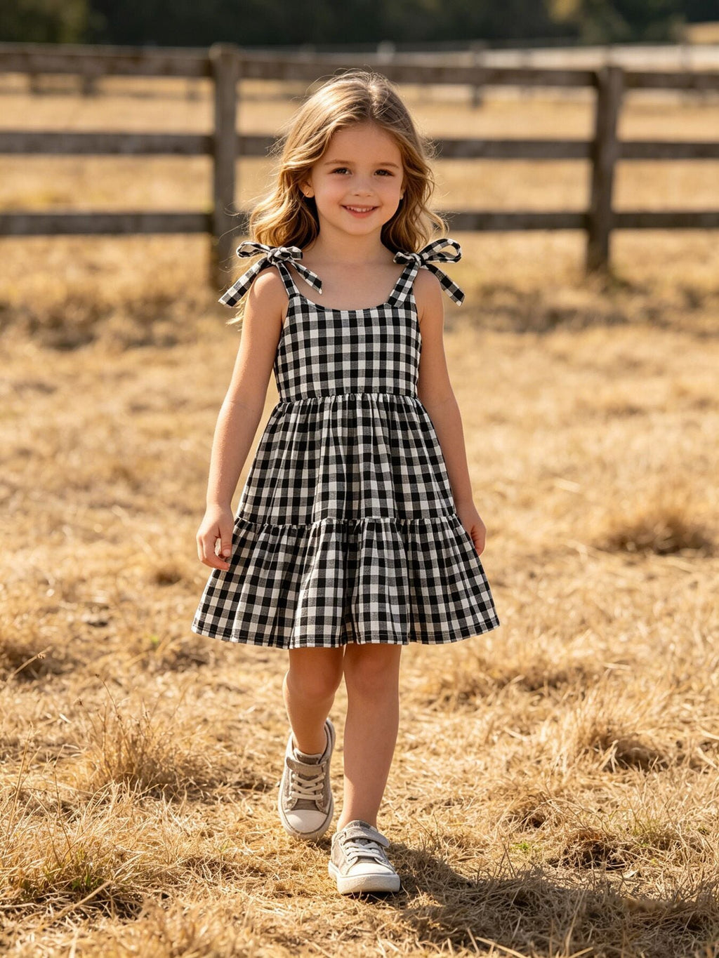 Mommy & Me Plaid Girl Smocked Ruffle Dress