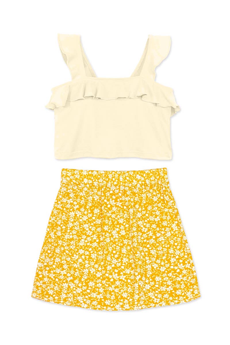TKSS-3042T-UMI05 Toddler's 2pc Skirt Set w/ Ruffle Top
