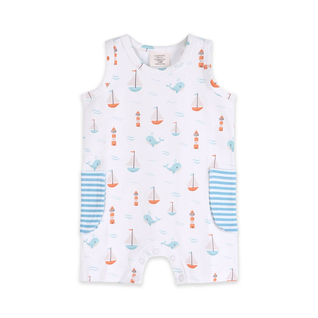 Sailboat Baby Shortie Romper (Organic Jersey)