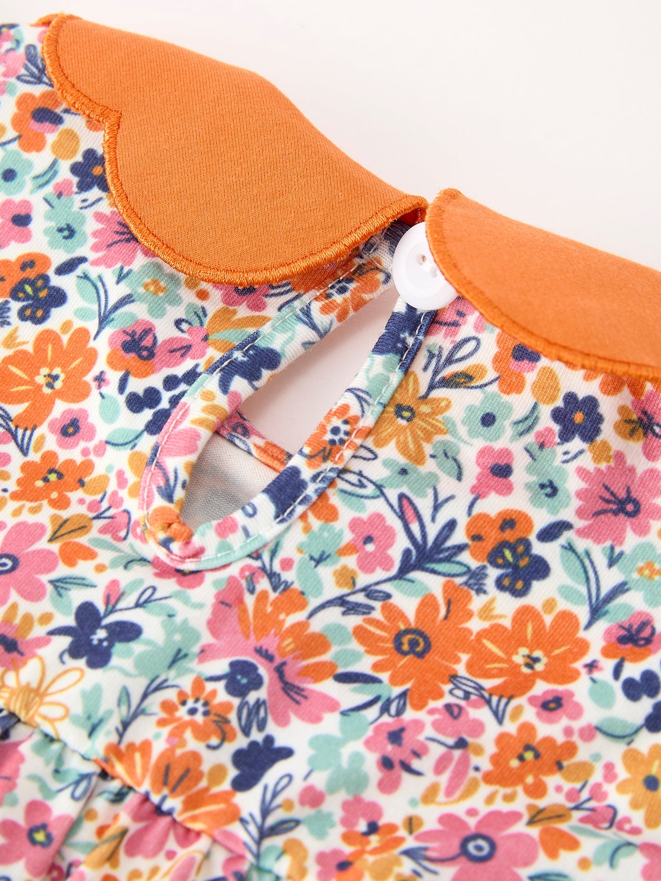 Fall Floral Smocked Petals Collar Girls Bubble Romper