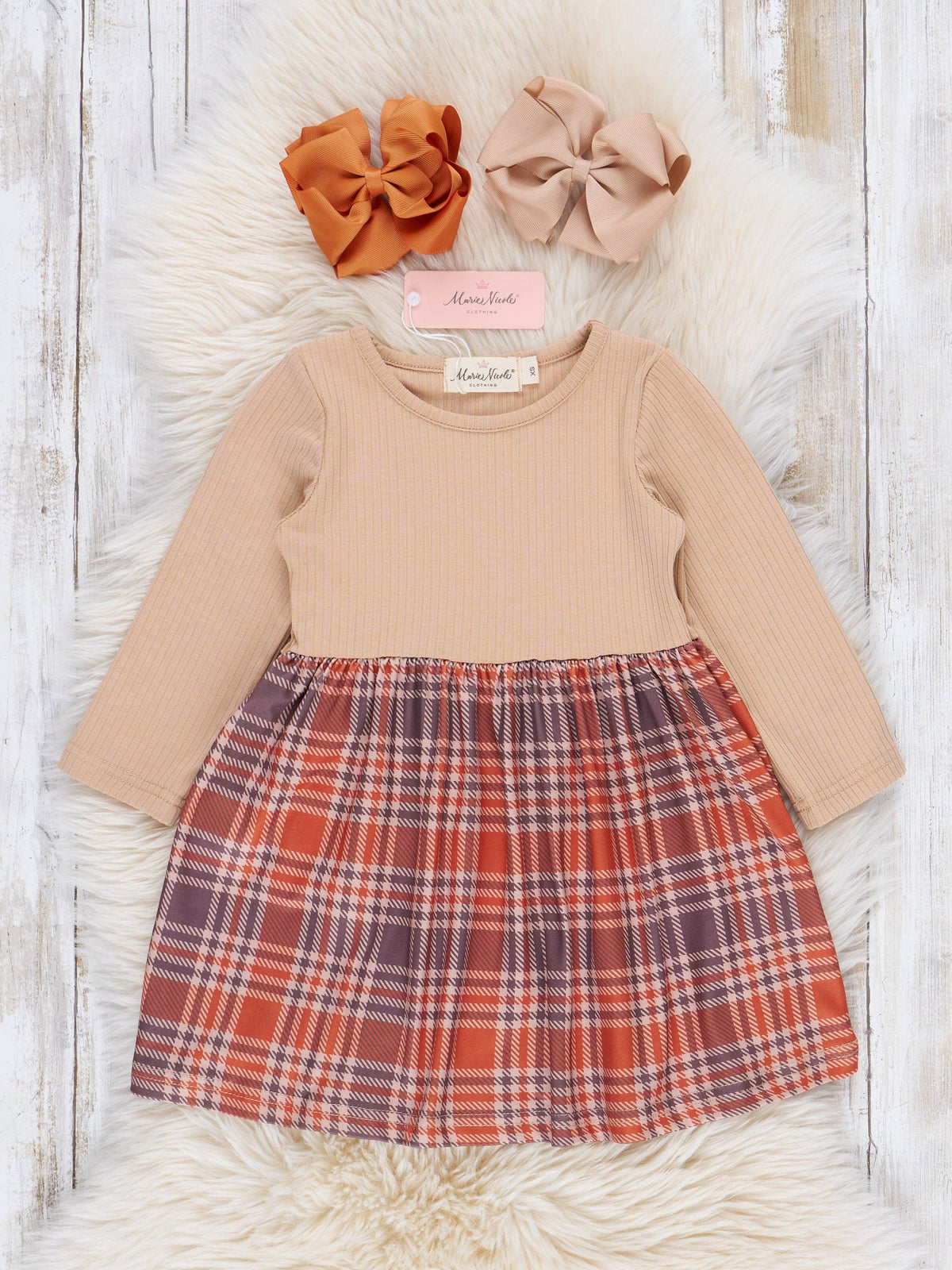 Tan Fall Plaid Dress