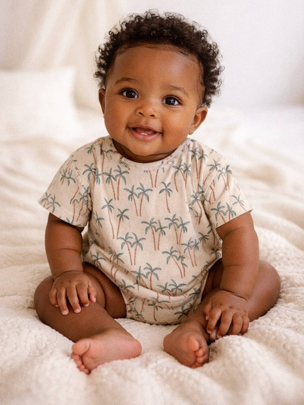 Palm Tree / Organic Pointelle T-Shirt Bubble