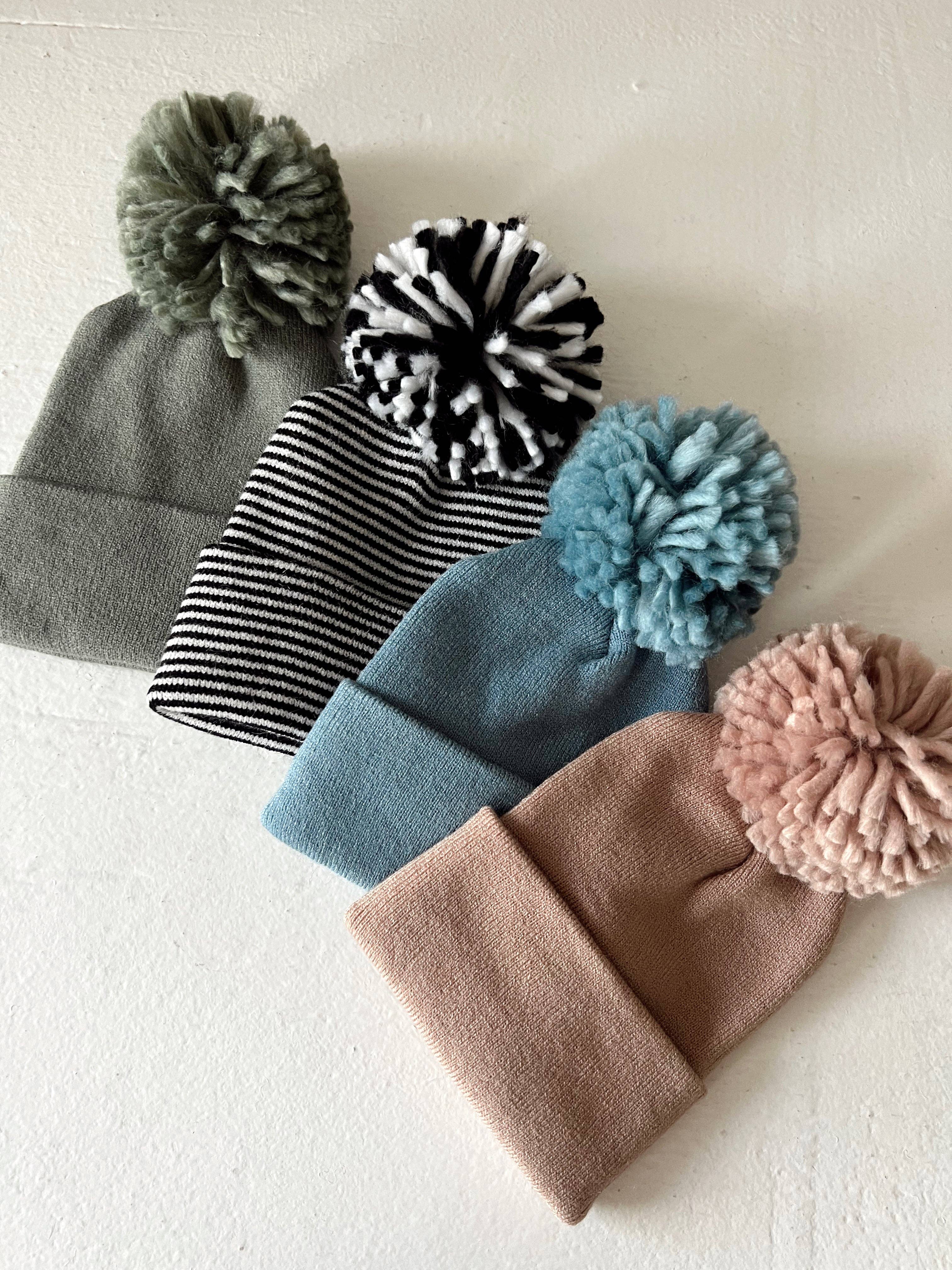 Baby's First Hat, Sky Blue Pom