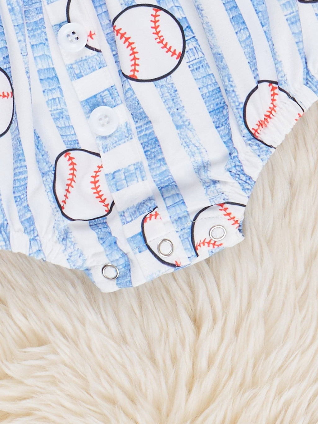 Little Striped Baseball Bubble Romper