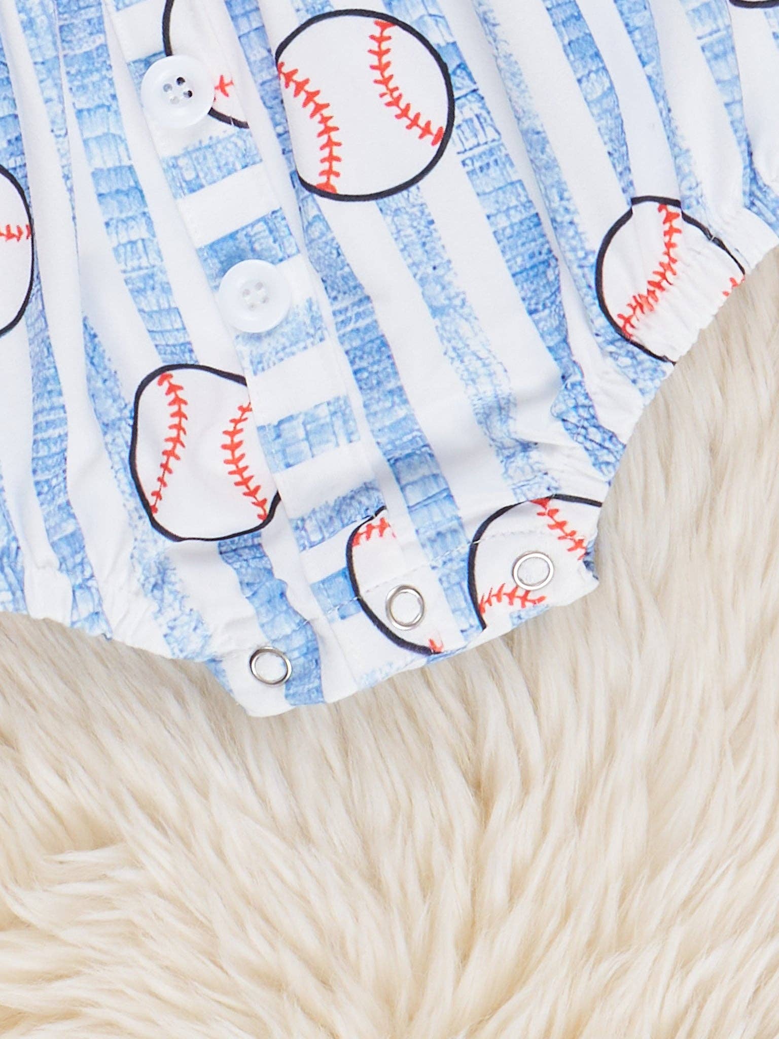 Little Striped Baseball Bubble Romper