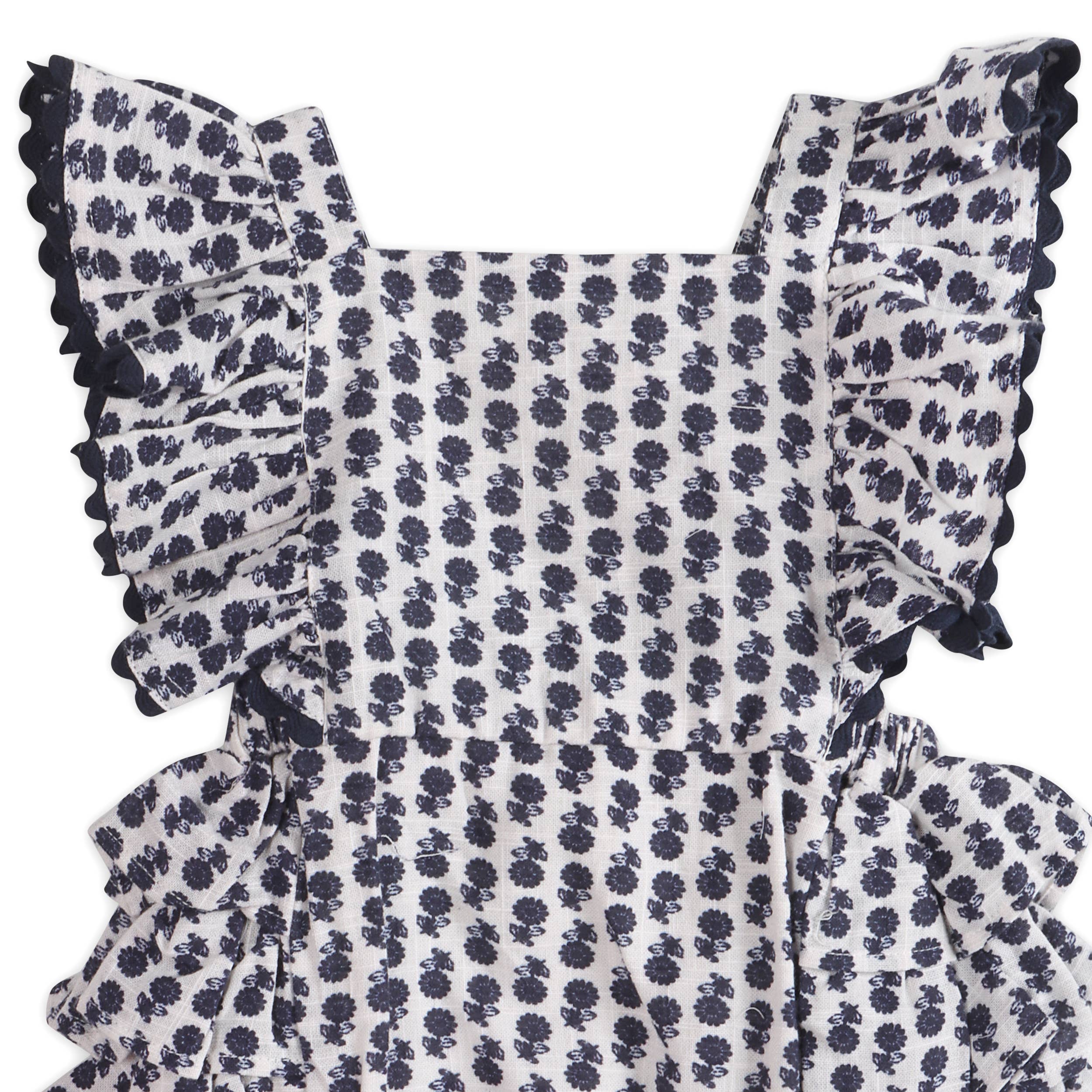 Everly Blue Floral Baby Romper + Headband (Organic)