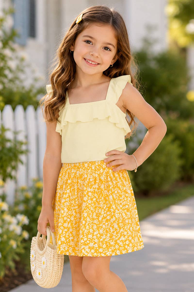 TKSS-3042T-UMI05 Toddler's 2pc Skirt Set w/ Ruffle Top