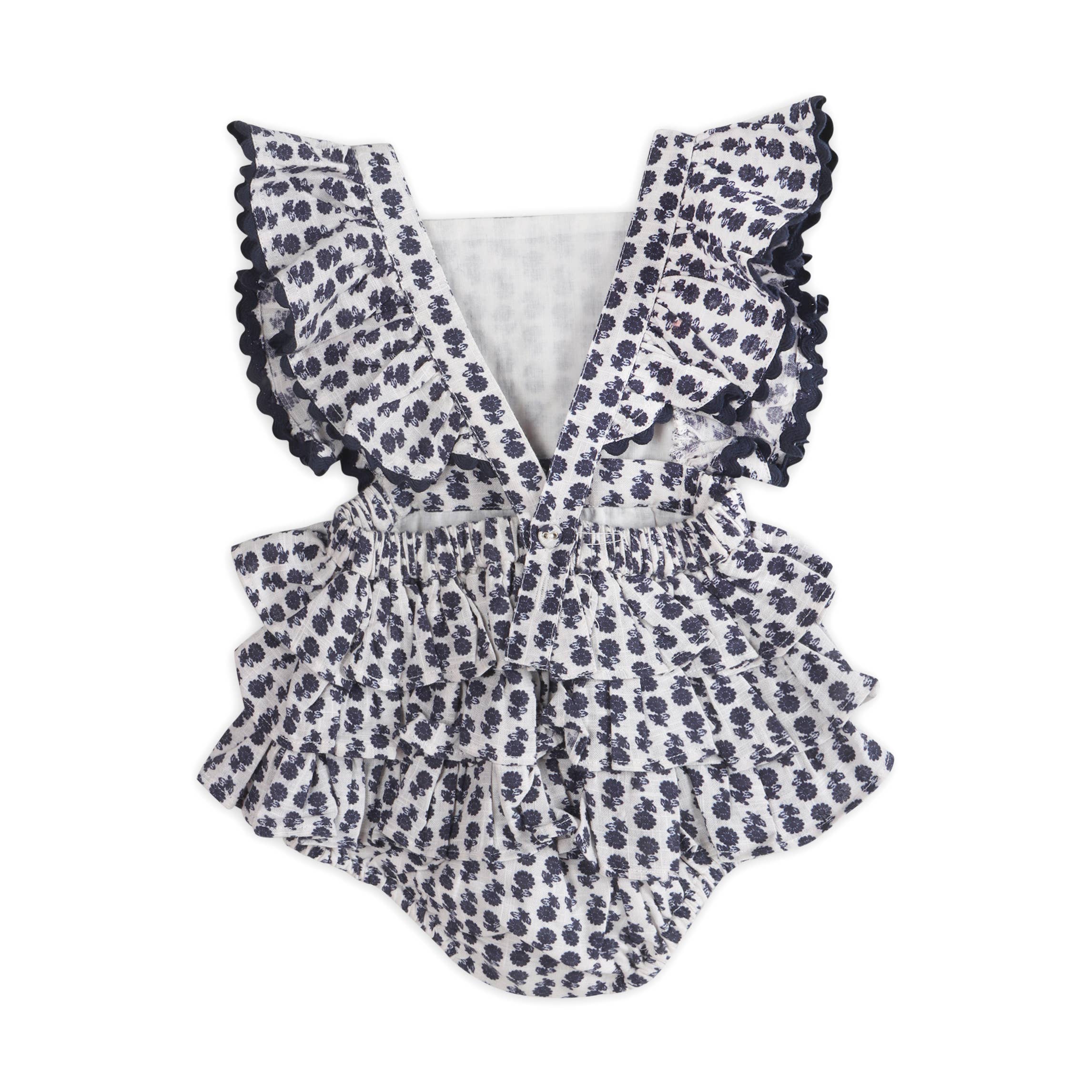 Everly Blue Floral Baby Romper + Headband (Organic)
