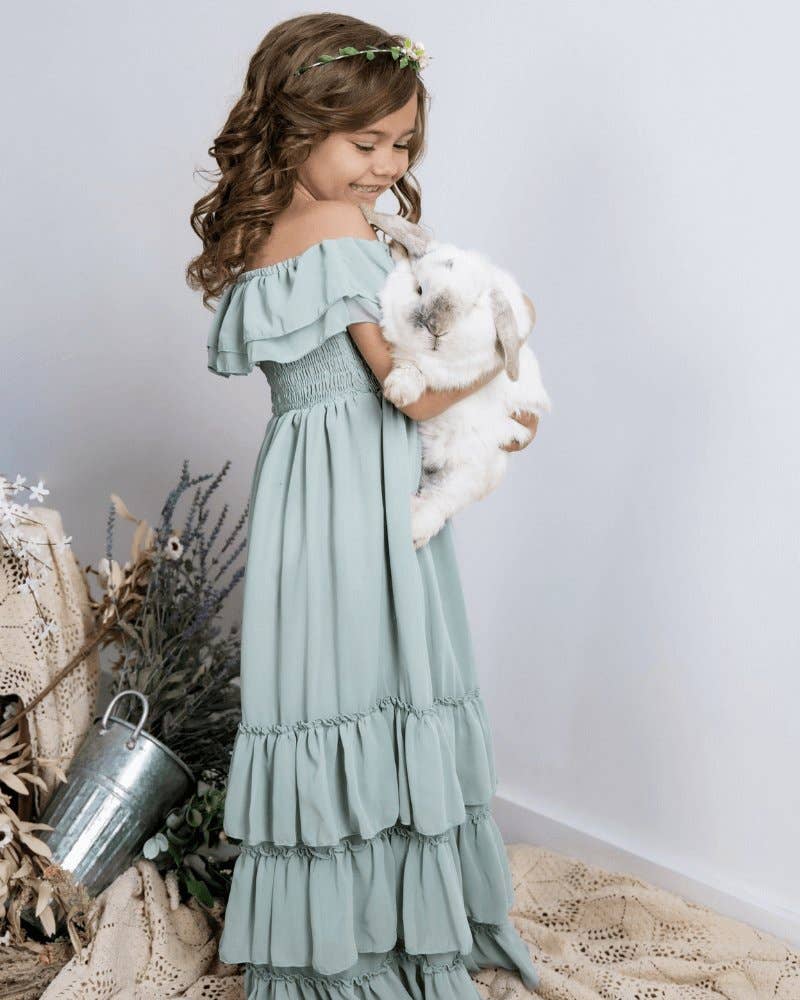 Mommy and Me Nellie Ruffle Maxi Dress - Sage