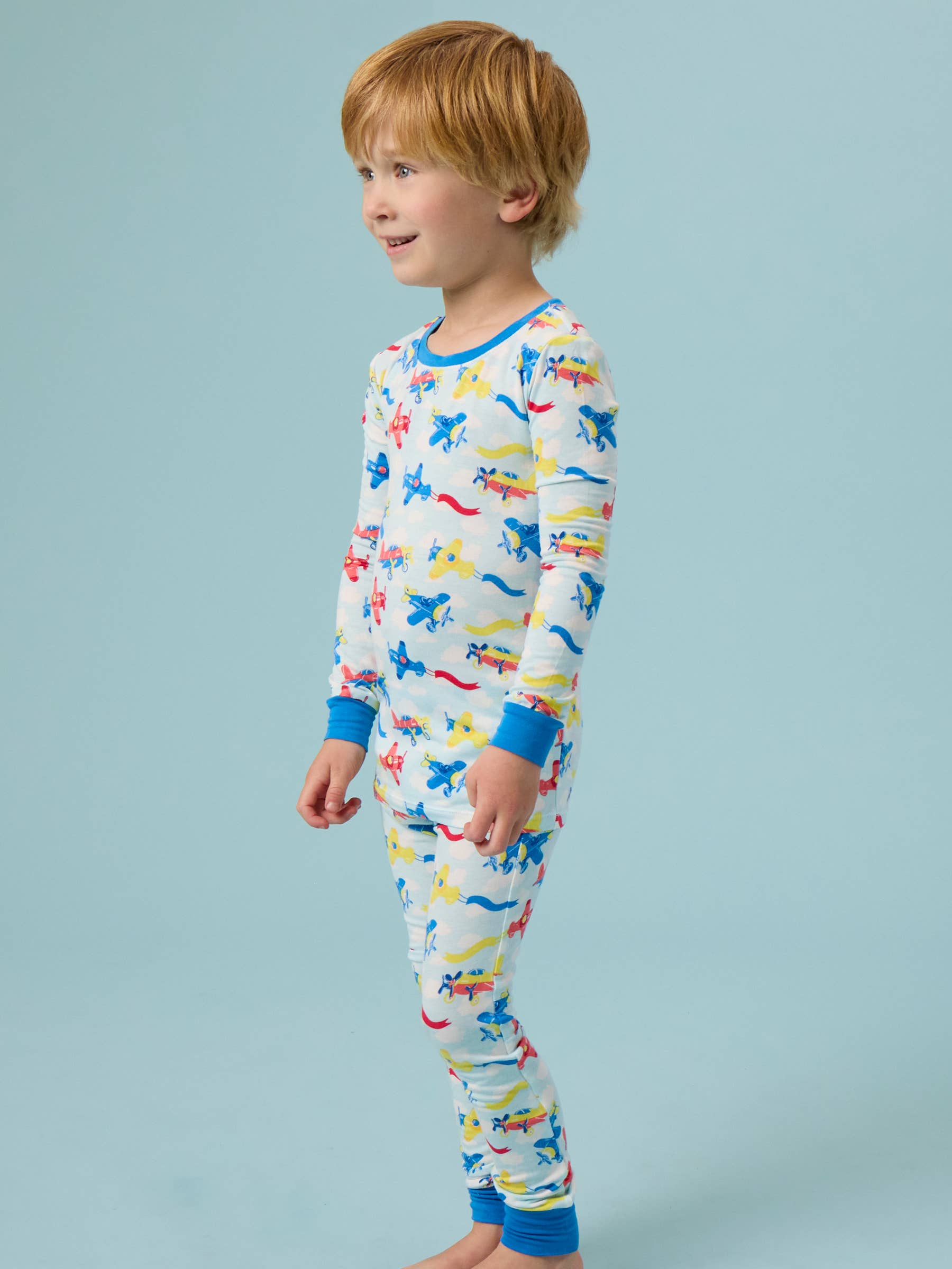 SoftSnooze™ Kids Bamboo Viscose Plane Parade Long Sleeve Pajama Set