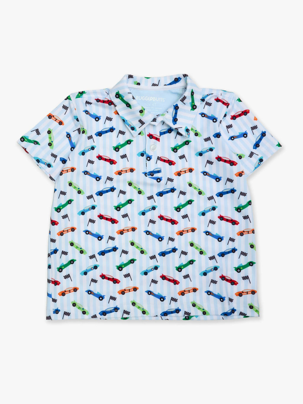 Boys Let's Roll Racecar Knit Short Sleeve Performance Polo