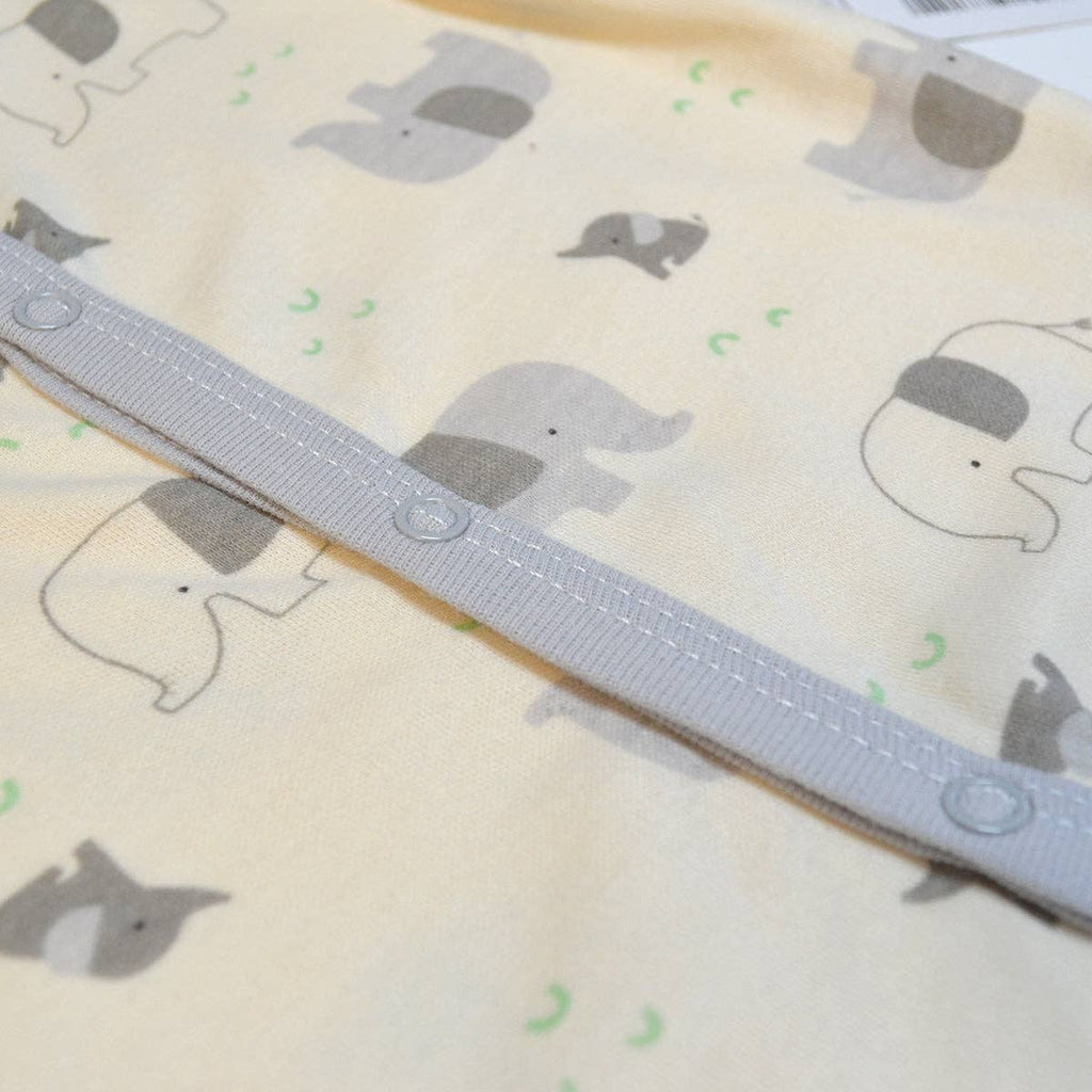 Cute Elephant Pattern Zipper Footie Pajamas Romper