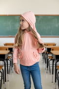 Kids Pink Blush Ruffle Hoodie Top