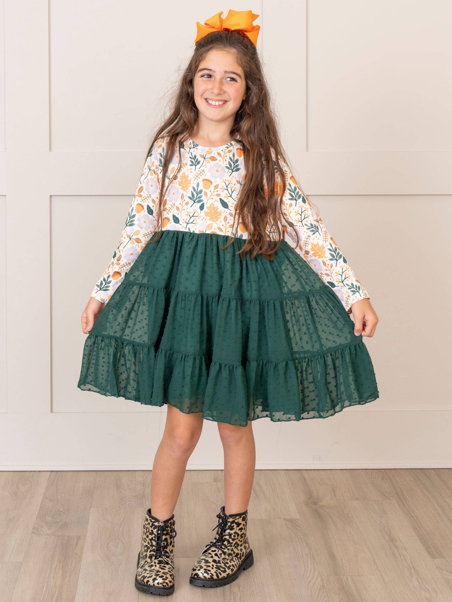 Hunter Green Garden Tiered Swiss Dot Dress