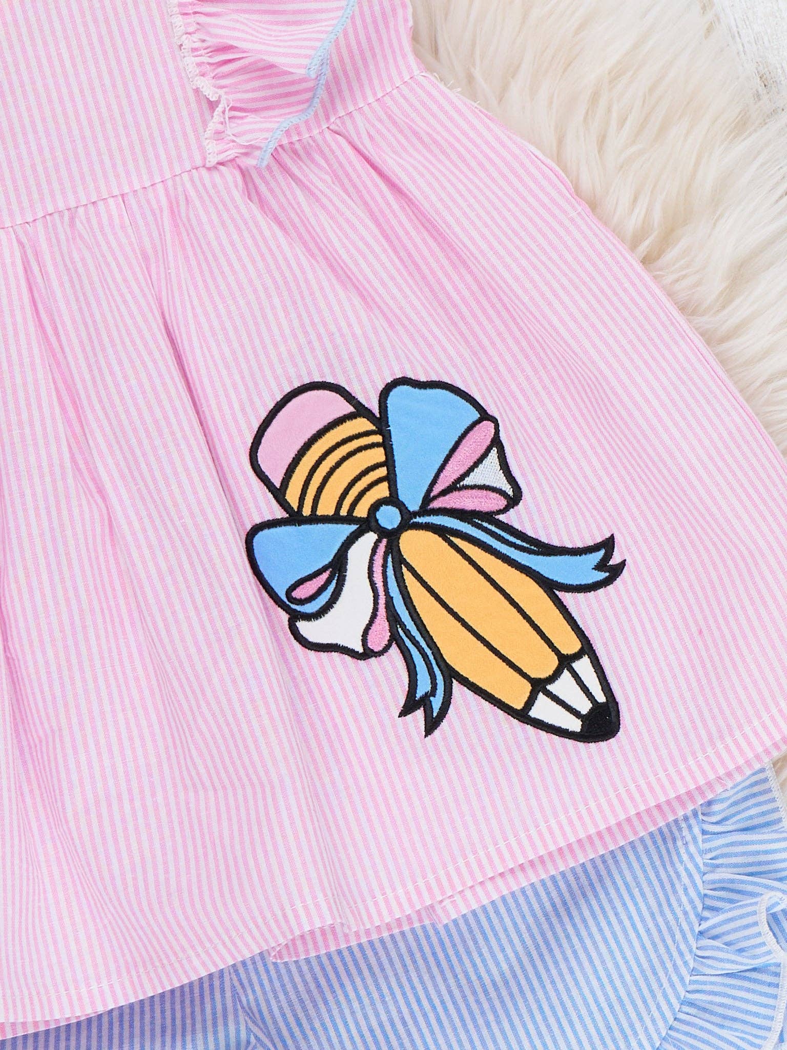 Pencil Flutter Bow Print 100% Cotton Outfit