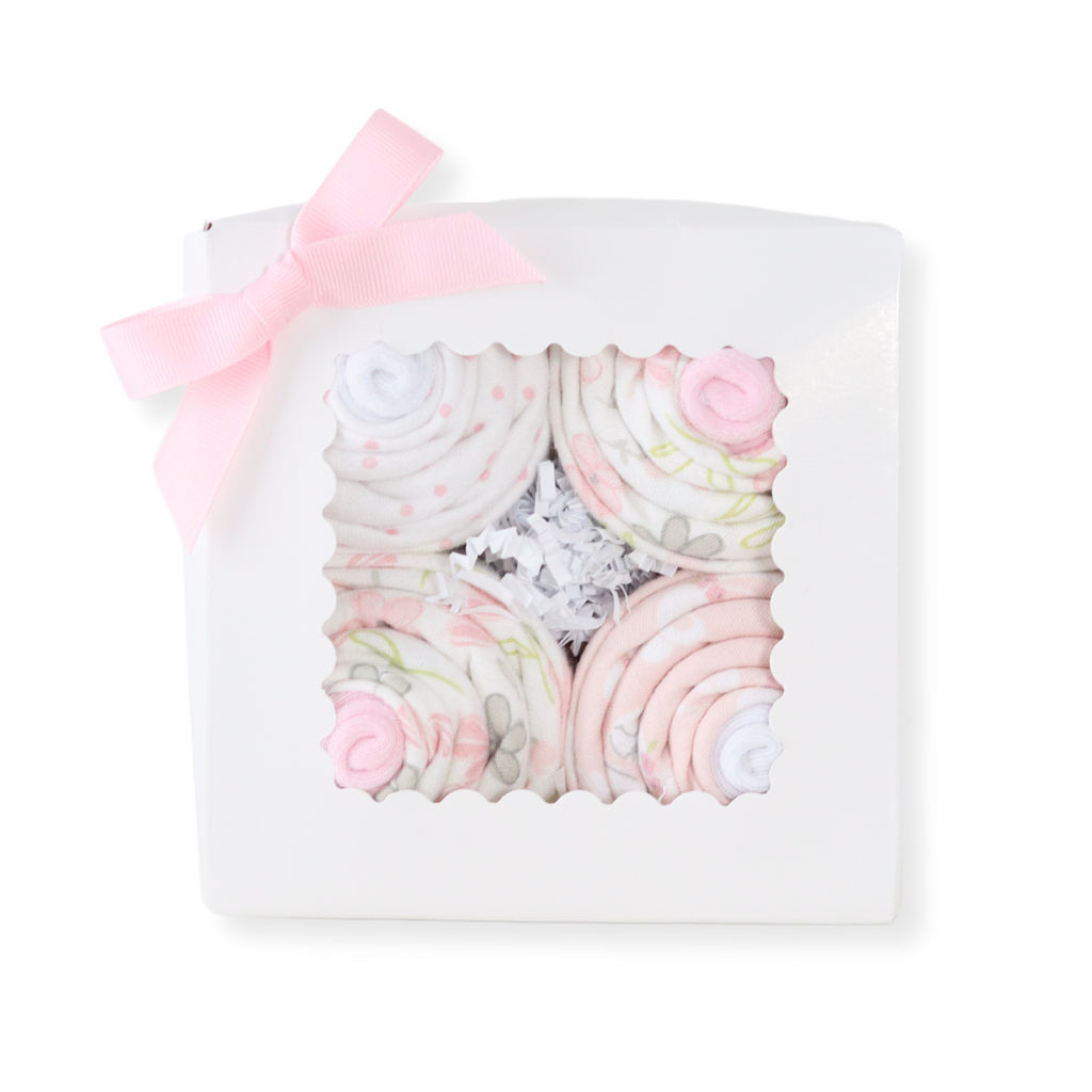 Baby Cupcake Gift Set - Receiving Blankets & Socks - Girl