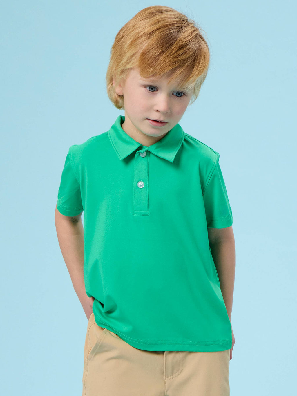 Boys Bright Green Knit Short Sleeve Performance Polo