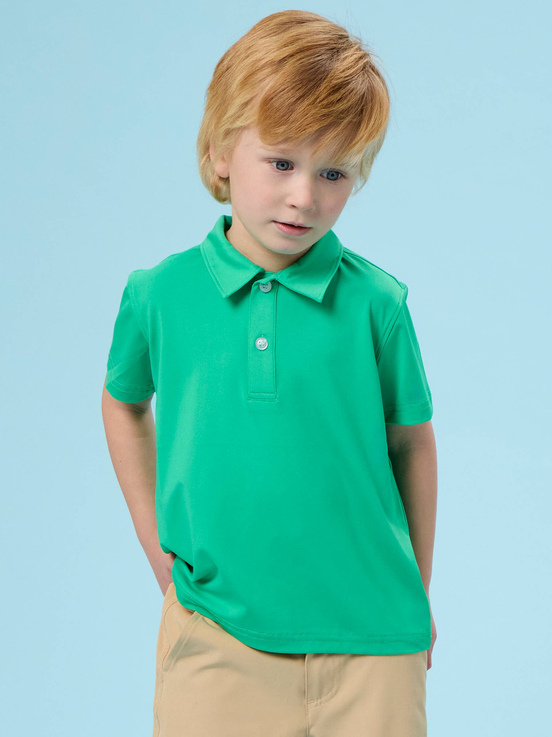 Boys Bright Green Knit Short Sleeve Performance Polo