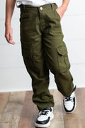 Olive Green Cargo Denim Pants
