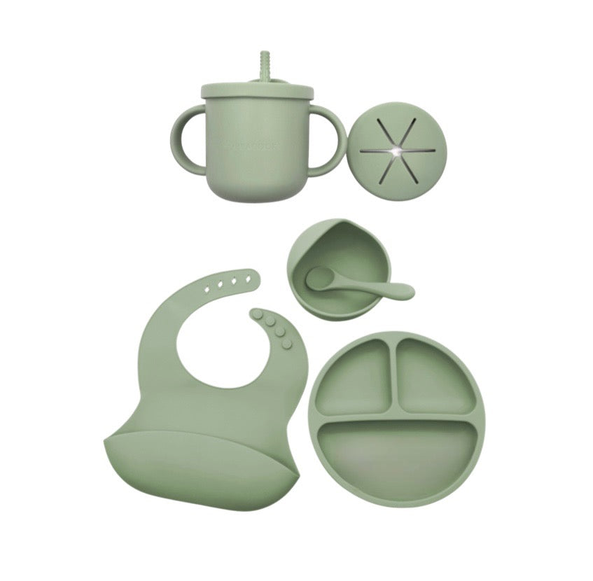 HeyPeacock Baby and Toddler Feeding Sets, Food-Grade Silicone (Blue)