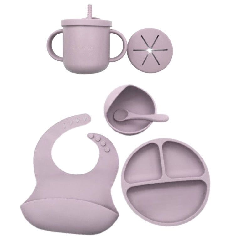 HeyPeacock Baby and Toddler Feeding Sets, Food-Grade Silicone (Blue)