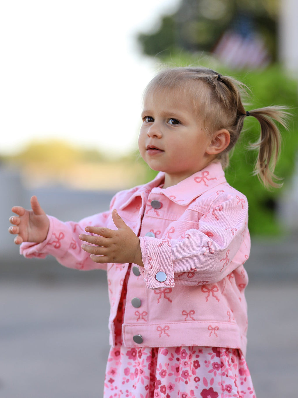 Pink Fall Girls Denim Jacket