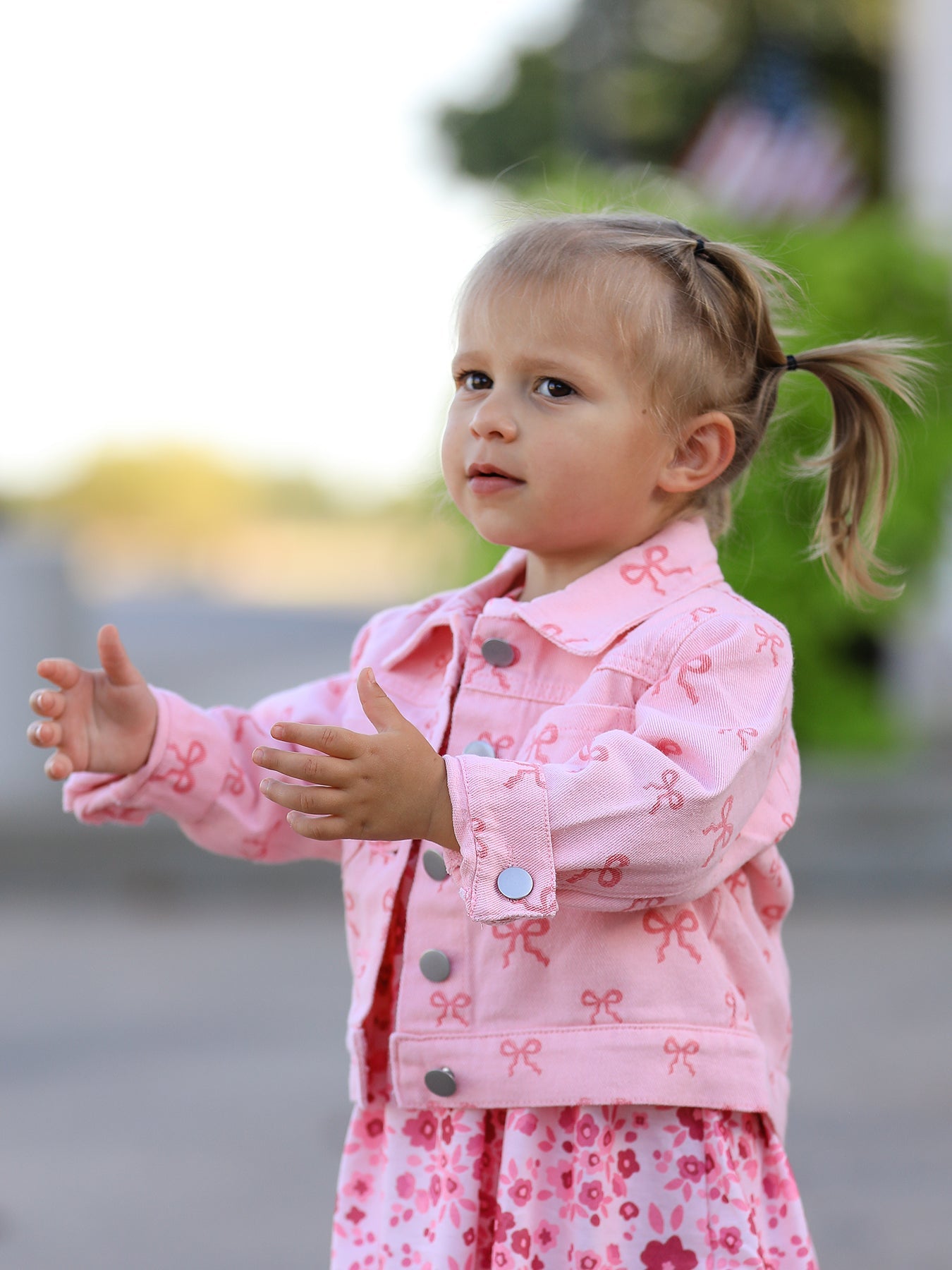 Pink Fall Girls Denim Jacket