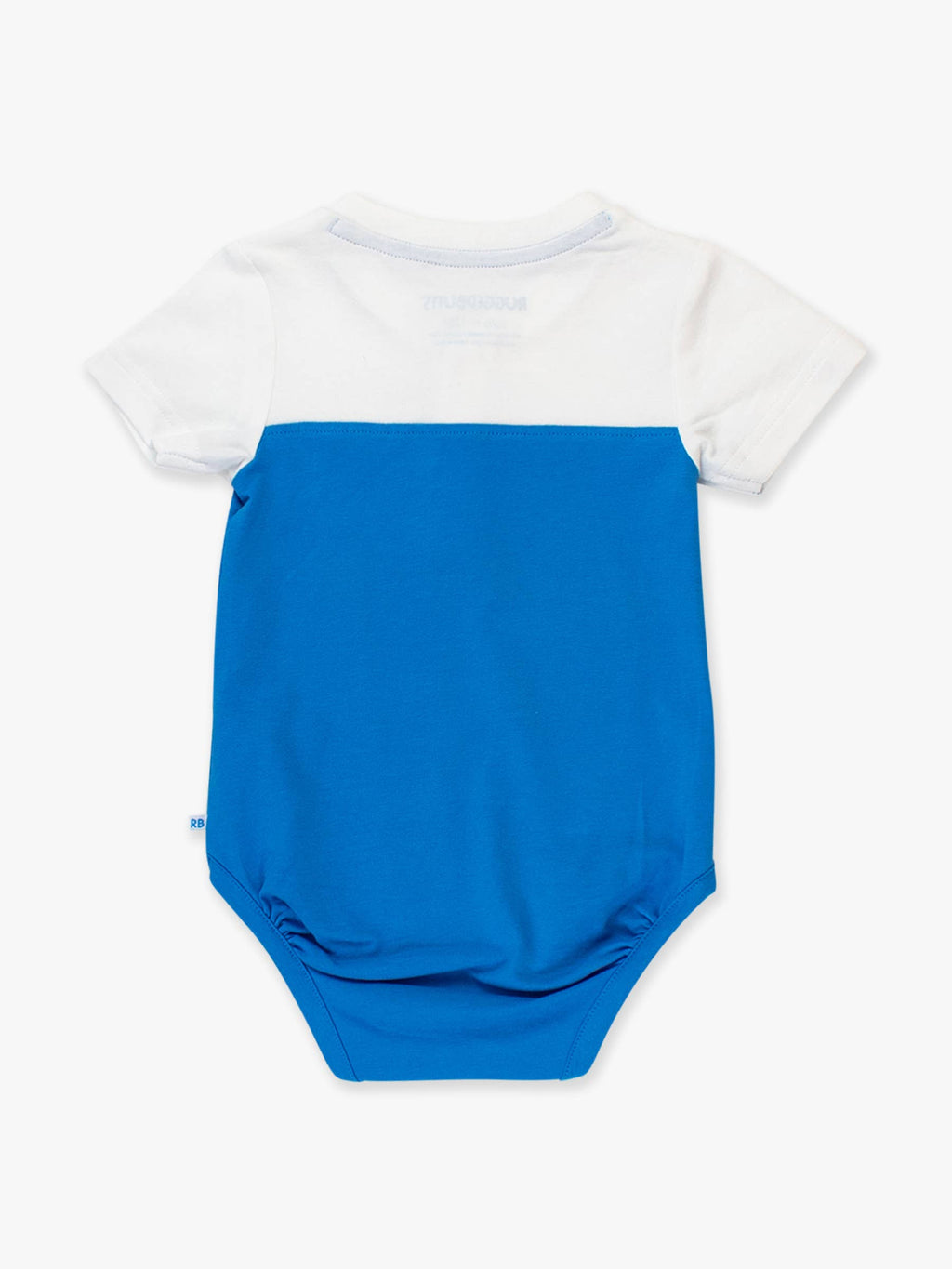 Baby Boys White & Blue Color Block Short Sleeve Henley Bodysuit