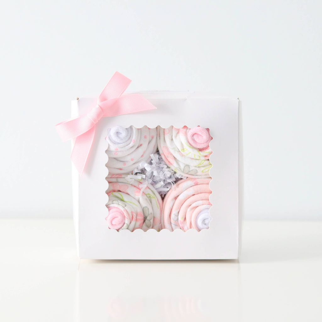 Baby Cupcake Gift Set - Receiving Blankets & Socks - Girl