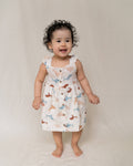Whales Ruffle & Button Baby Dress+Bloomer (Organic Muslin)