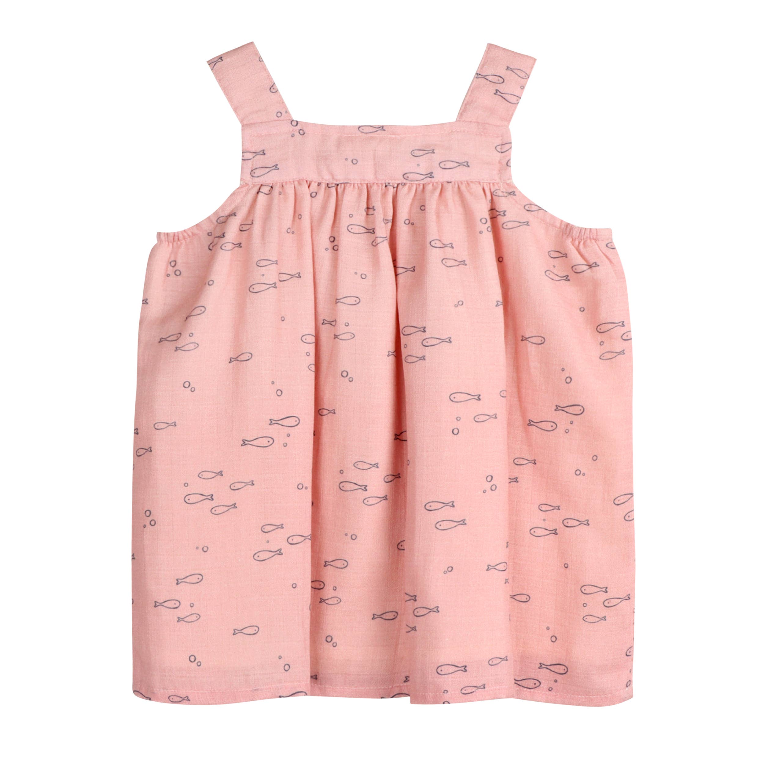 Fishes Shoulder Strap Baby Dress + Bloomer (Organic Muslin)