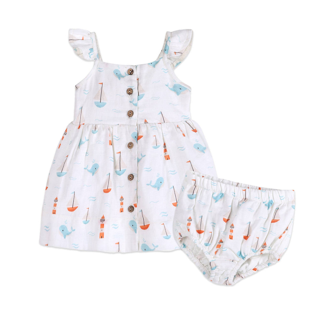 Sailboat Baby Dress + Bloomer (Organic Muslin)