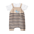 Airplane Stripe Embroidered Baby Knit Romper (Organic)