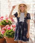 Girls Charcoal Dandelion Wish Back to School Lace Dress
