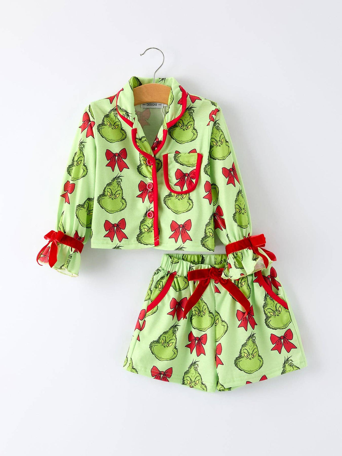 Mommy And Me Christmas  Character Bow Print Girls Pajama Set
