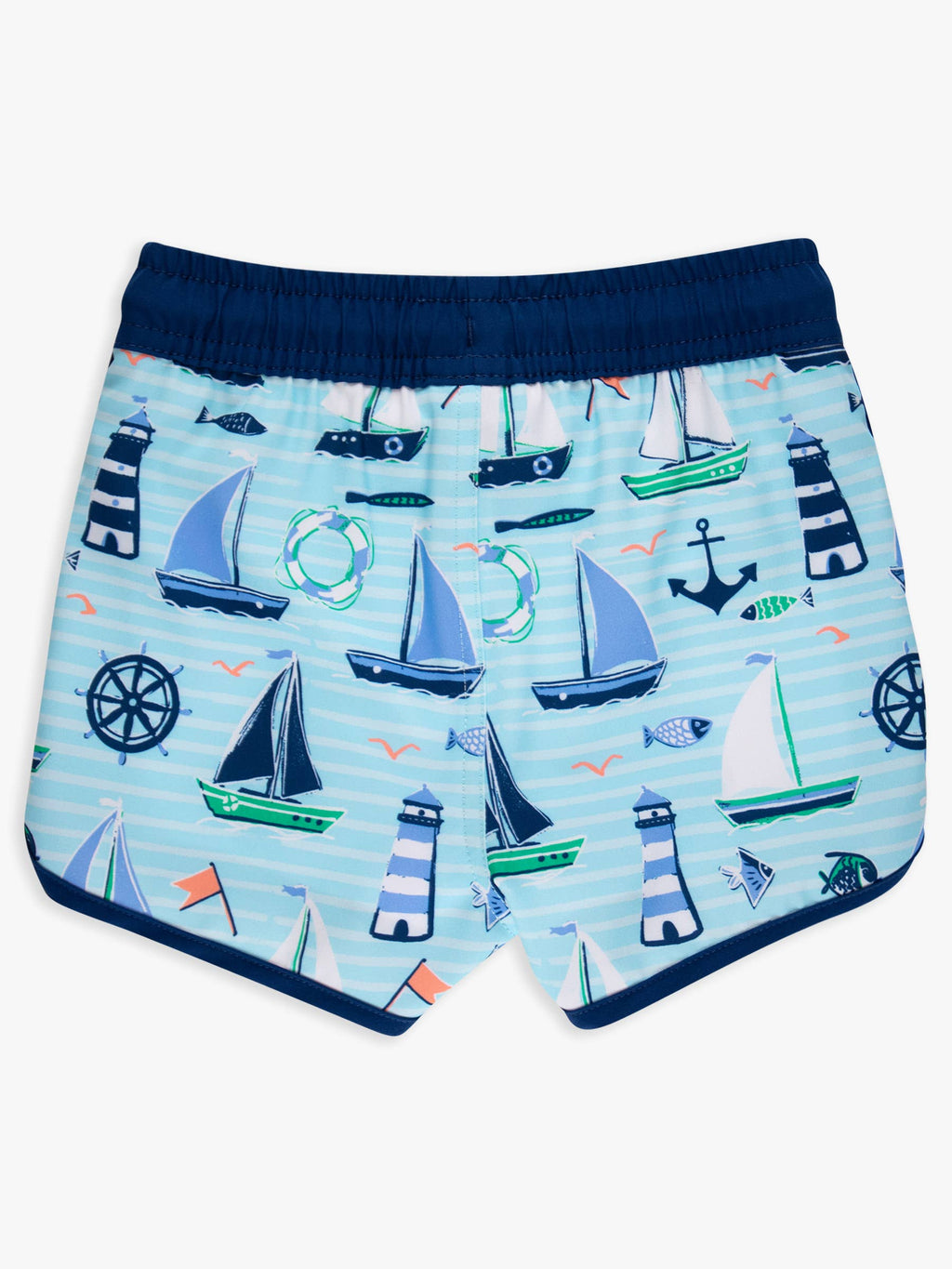 Boys Blue Sweet Sails Performance Hybrid Dolphin Hem Swim Trunks