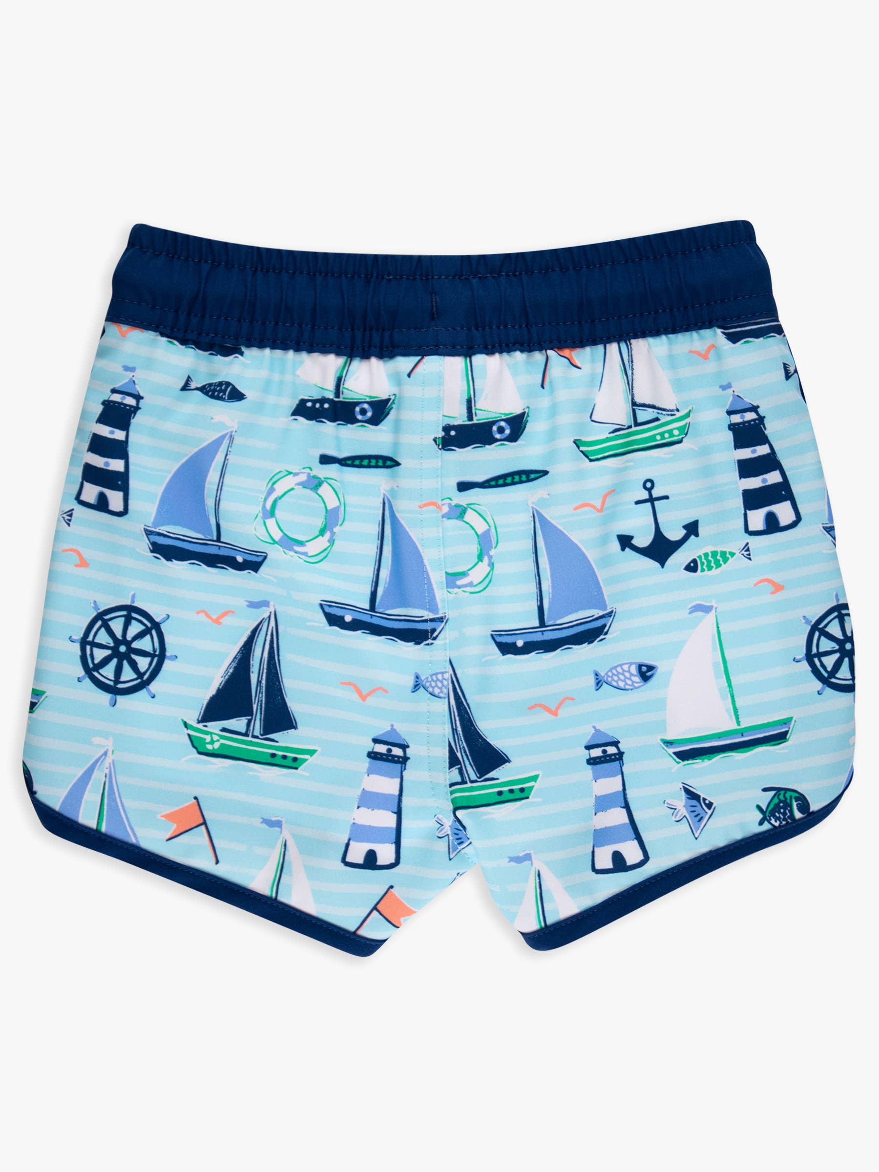 Boys Blue Sweet Sails Performance Hybrid Dolphin Hem Swim Trunks