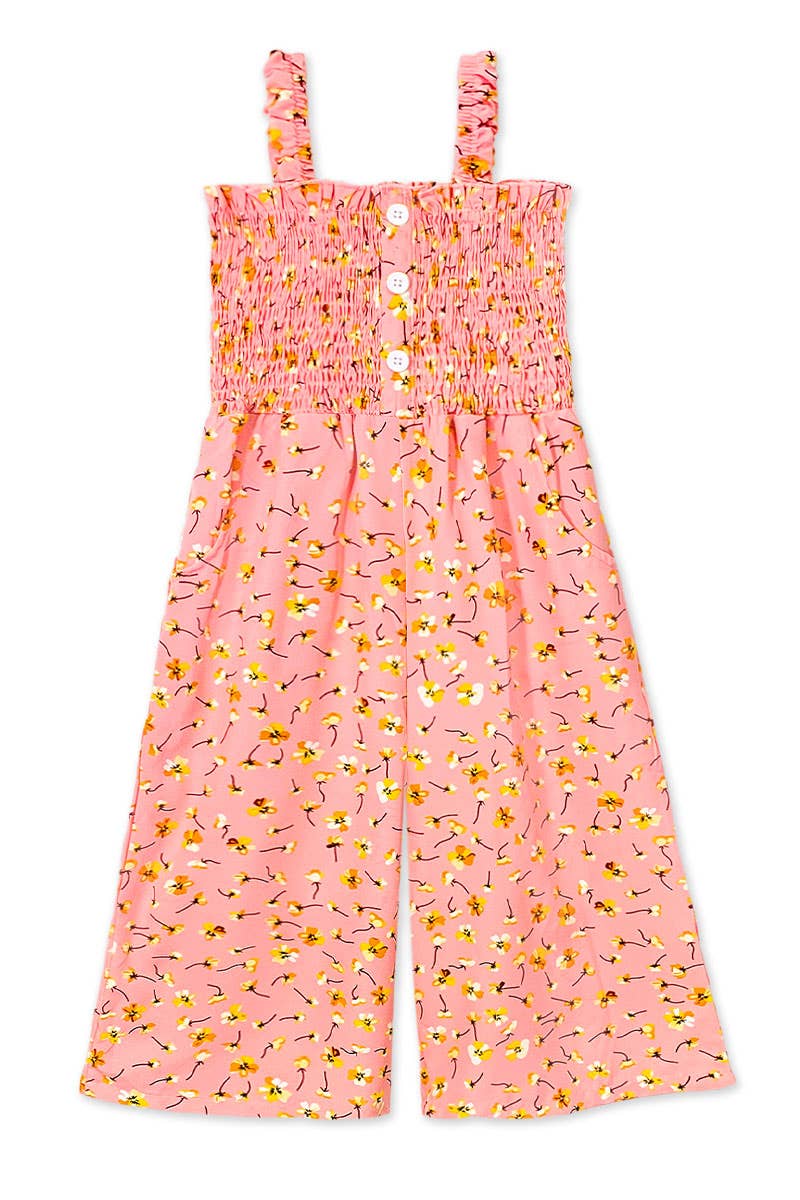 GKD-3103B-L34 Girl's Romper w/ Smocking & Side Pockets