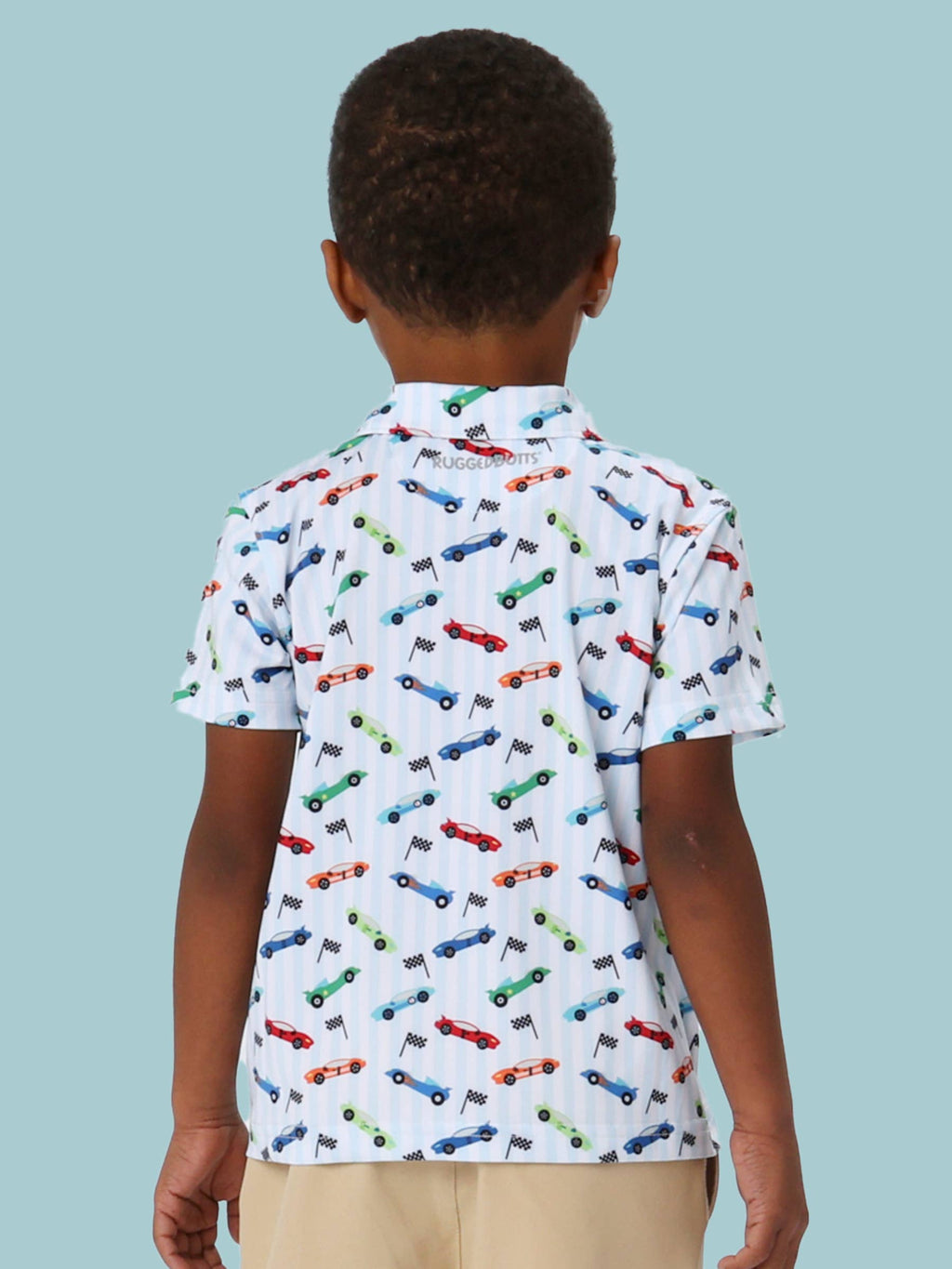 Boys Let's Roll Racecar Knit Short Sleeve Performance Polo