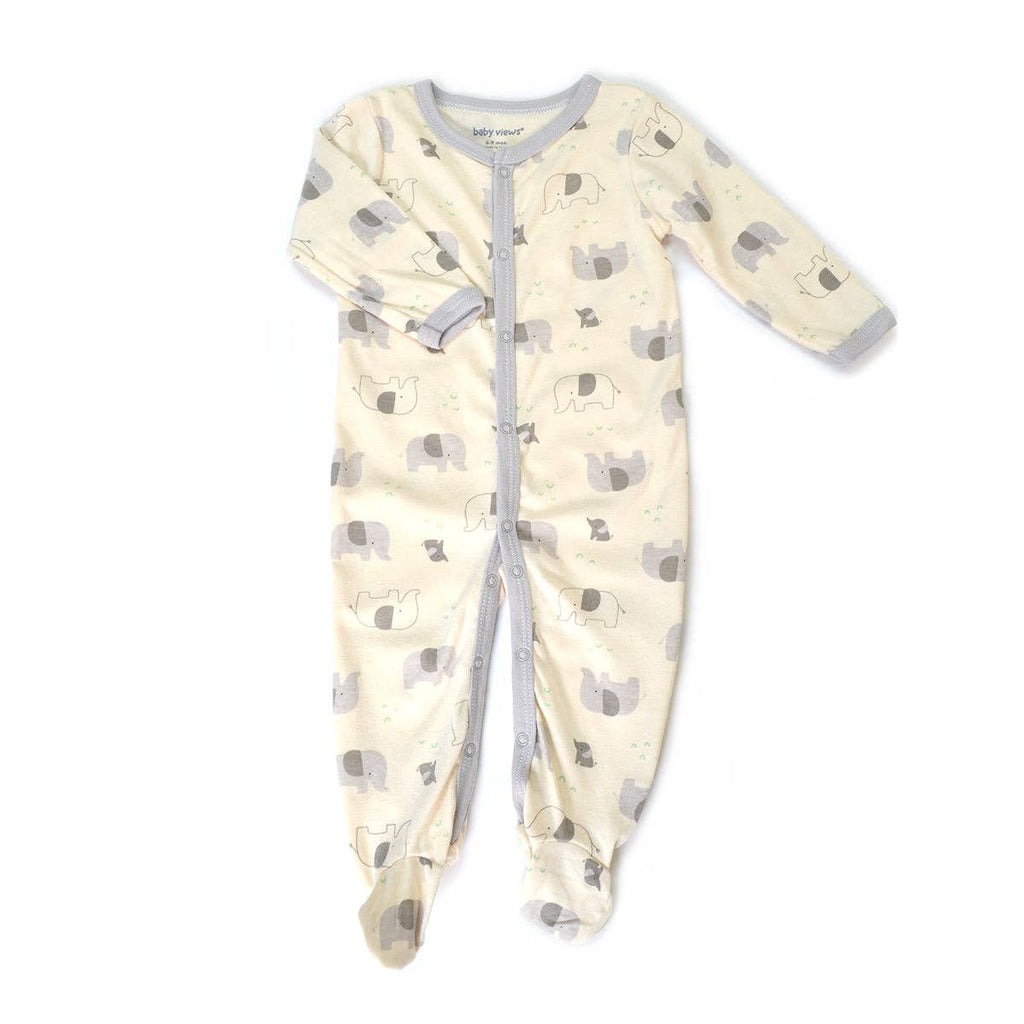 Cute Elephant Pattern Zipper Footie Pajamas Romper