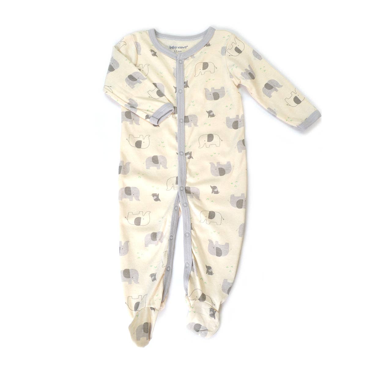 Cute Elephant Pattern Zipper Footie Pajamas Romper