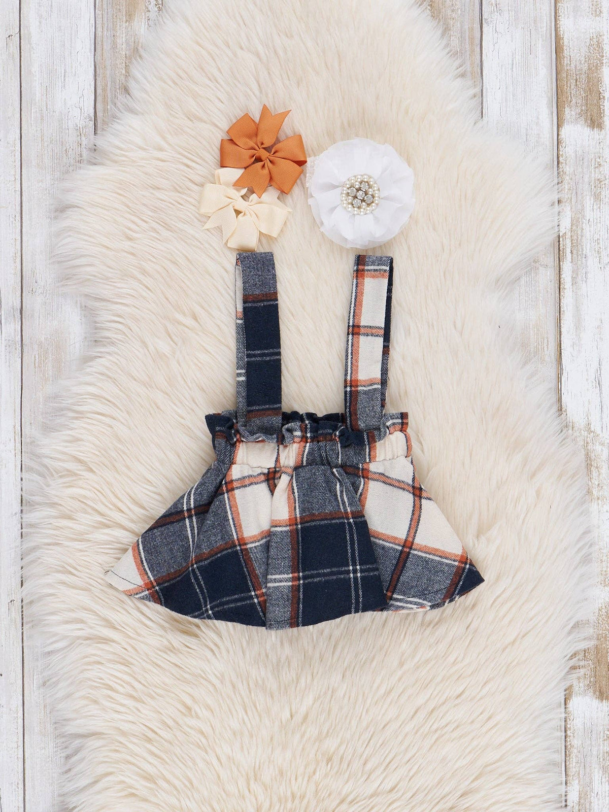 Navy Plaid "Happy Fall Y'all" Bubble Skirtall Set