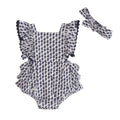 Everly Blue Floral Baby Romper + Headband (Organic)