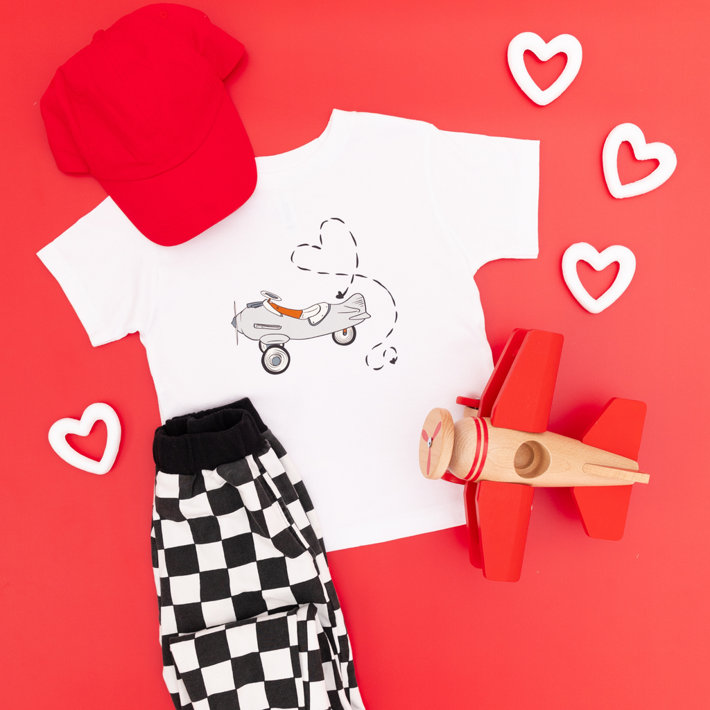 Love is in the Air Airplane Valentines Day Kids Shirt