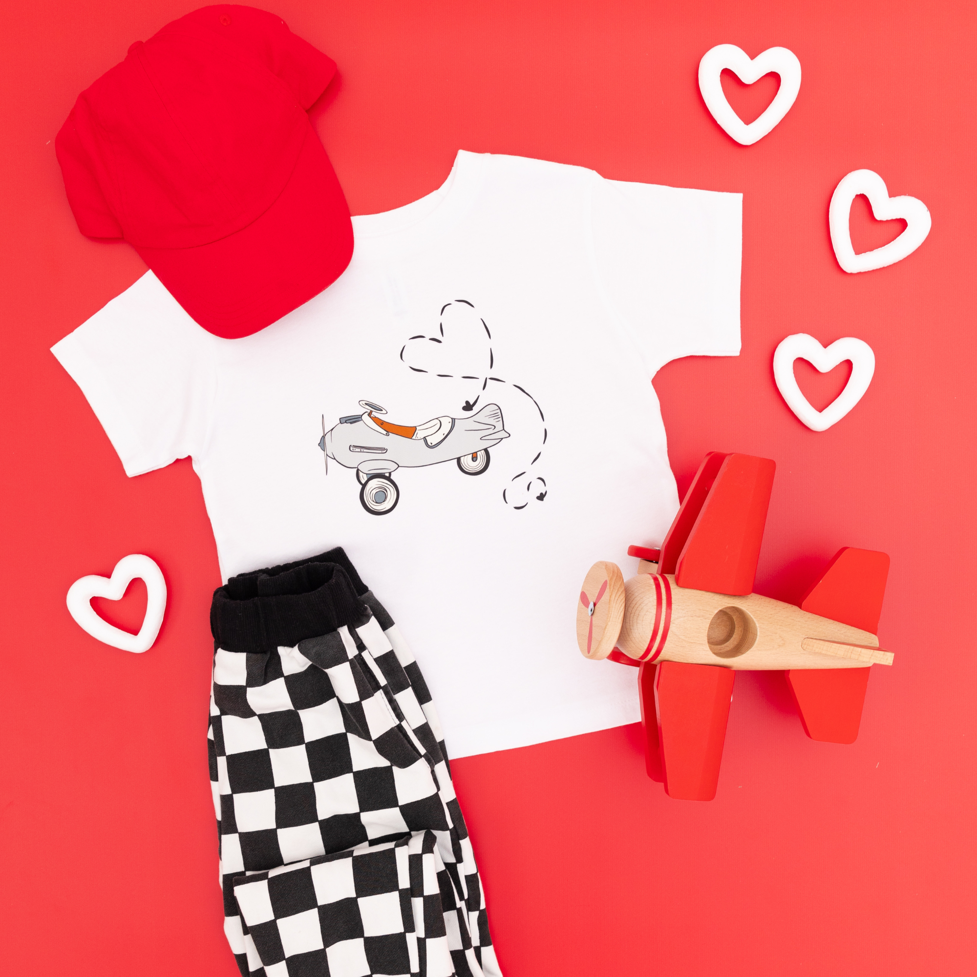 Love is in the Air Airplane Valentines Day Kids Shirt