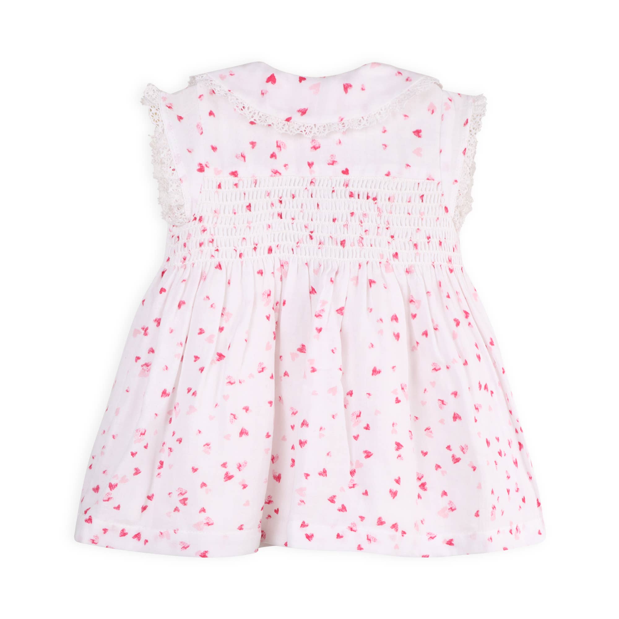 Nora Fluttering Hearts Smocked Baby Dress + Bloomer -Organic